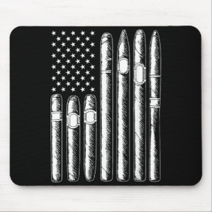 Cigar Smoking Lover Smoker USA Flag American Funny Mouse Pad