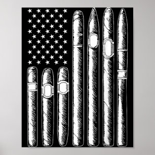 Cigar Smoking Lover Smoker USA Flag American Funny Poster
