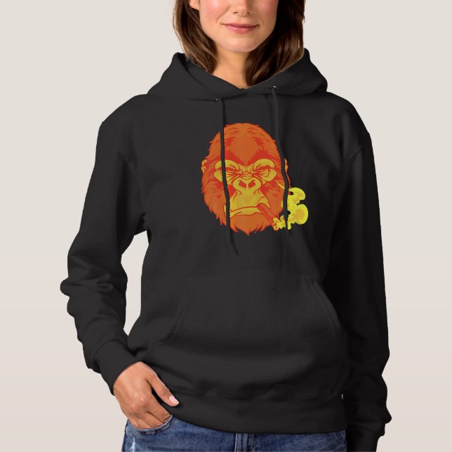 Cigar Smoking Mean Looking Orange Gorilla For Guys Hoodie (Front)