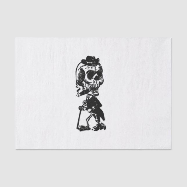 Cigar Smoking  Skeleton Tissue Paper (Front)