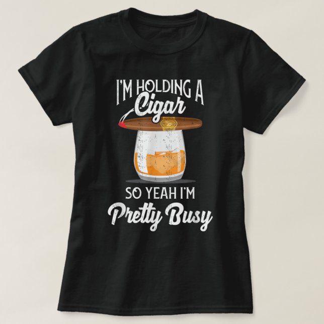 Cigar Smoking Smoking Whiskey Drinking Dad Tee Gif (Design Front)