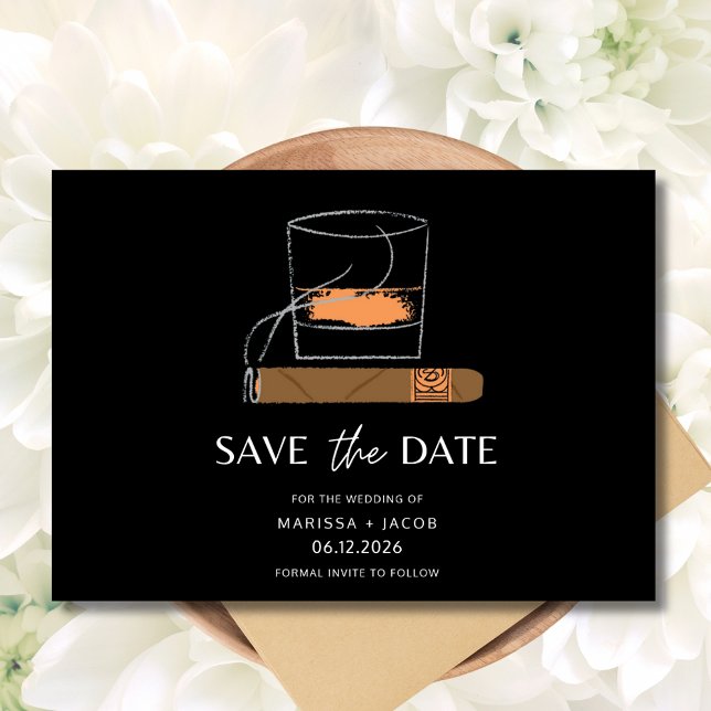 Cigar Whiskey Photo Wedding  Save The Date (Cigar Whiskey Photo Wedding Save The Date)