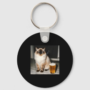 Cigarette Cat Funny Ragdoll Cat Smoking Kitten Bee Key Ring