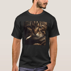 Cigarette Cat Meme Smoking Kitty Gen Z Aesthetic P T-Shirt