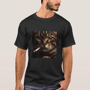 Cigarette Cat Meme Smoking Kitty Gen Z Aesthetic P T-Shirt