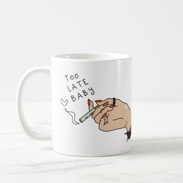 Cigarette in Hand Anti-Valentine Coffee Mug (Left)