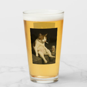 Cigarette Kitten Funny Smoking Cat Gen Z Meme Glass