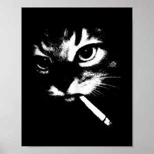 Cigarette Kitten Funny Smoking Cat Meme Gangster C Poster