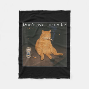 Cigarette Kitten Funny Smoking Cat Meme Stud Brain Fleece Blanket