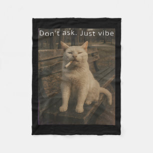 Cigarette Kitten Funny Smoking Cat Meme Stud Brain Fleece Blanket
