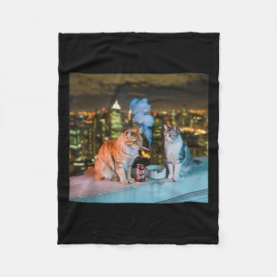 Cigarette Kitten Funny Smoking Cat Meme Stud Brain Fleece Blanket