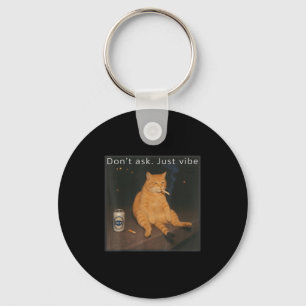 Cigarette Kitten Funny Smoking Cat Meme Stud Brain Key Ring