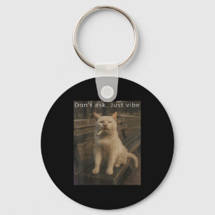 Cigarette Kitten Funny Smoking Cat Meme Stud Brain Key Ring