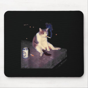 Cigarette Kitten Funny Smoking Cat Meme Stud Brain Mouse Pad