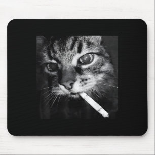 Cigarette Kitten Funny Smoking Cat Meme Stud Brain Mouse Pad