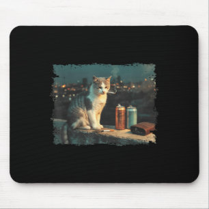 Cigarette Kitten Funny Smoking Cat Meme Stud Brain Mouse Pad
