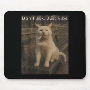 Cigarette Kitten Funny Smoking Cat Meme Stud Brain Mouse Pad