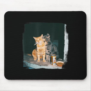 Cigarette Kitten Funny Smoking Cat Meme Stud Brain Mouse Pad