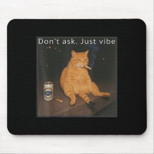 Cigarette Kitten Funny Smoking Cat Meme Stud Brain Mouse Pad