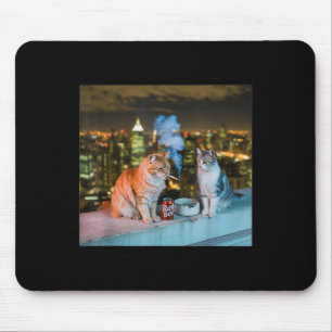 Cigarette Kitten Funny Smoking Cat Meme Stud Brain Mouse Pad