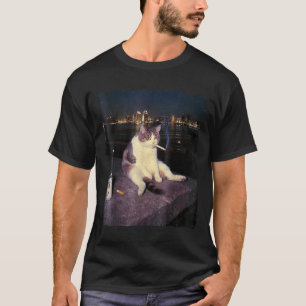 Cigarette Kitten Funny Smoking Cat Meme Stud Brain T-Shirt