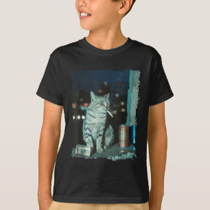 Cigarette Kitten Funny Smoking Cat Meme Stud Brain T-Shirt
