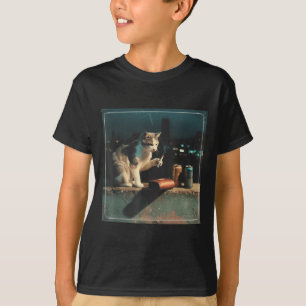 Cigarette Kitten Funny Smoking Cat Meme Stud Brain T-Shirt