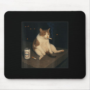Cigarette Kitten Funny Smoking Cat Meme Stud Mouse Pad