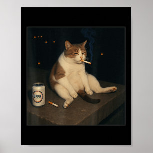 Cigarette Kitten Funny Smoking Cat Meme Stud  Poster