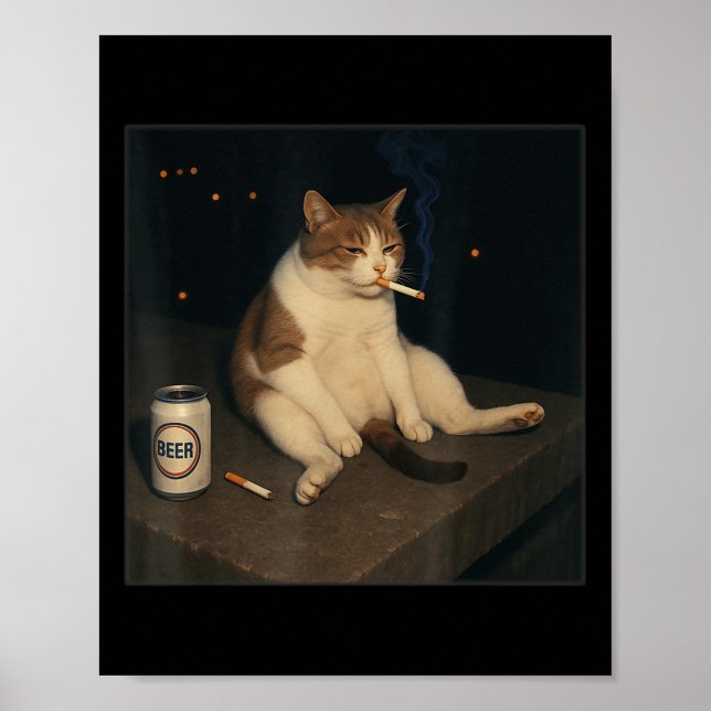 Cigarette Kitten Funny Smoking Cat Meme Stud  Poster (Front)