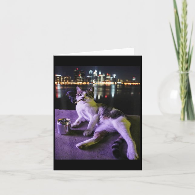 Cigarette Kitten Funny Smoking Cat Meme Stupid Bra Card (Front)