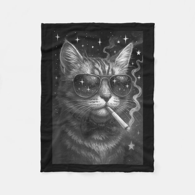 Cigarette Kitten Funny Smoking Cat Meme Stupid Bra Fleece Blanket (Front)