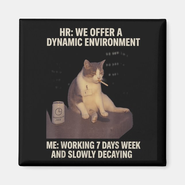 Cigarette Kitten Funny Smoking Cat Meme Work-life  Magnet (Front)