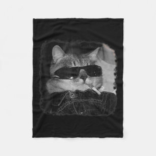 Cigarette Kitten Gang Cat Smoking Cigarette Funny  Fleece Blanket