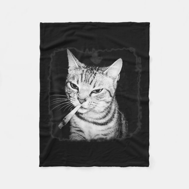 Cigarette Kitten Gang Cat Smoking Cigarette Funny  Fleece Blanket (Front)