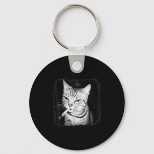 Cigarette Kitten Gang Cat Smoking Cigarette Funny Key Ring