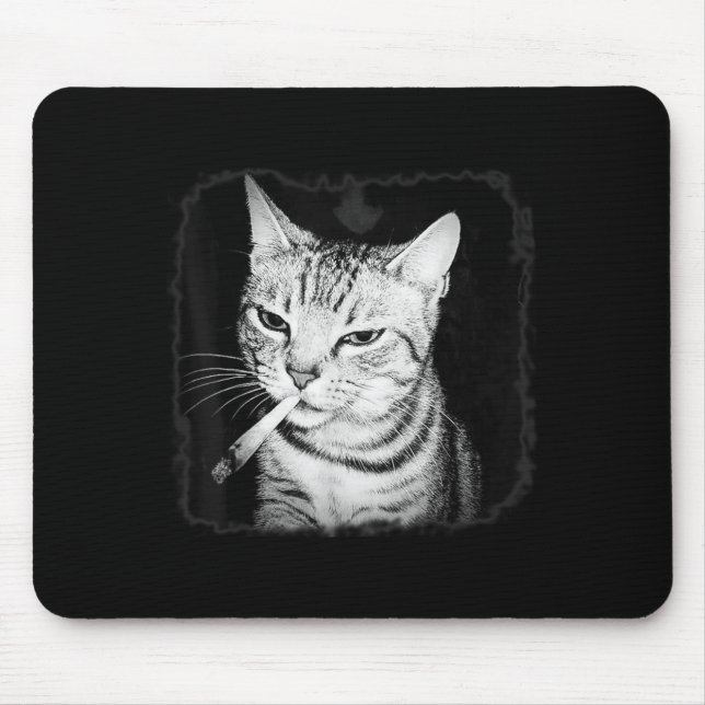 Cigarette Kitten Gang Cat Smoking Cigarette Funny  Mouse Pad (Front)