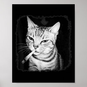 Cigarette Kitten Gang Cat Smoking Cigarette Funny Poster