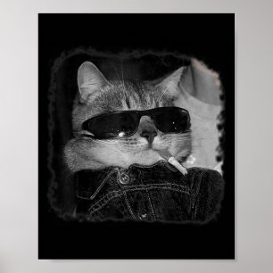 Cigarette Kitten Gang Cat Smoking Cigarette Funny  Poster