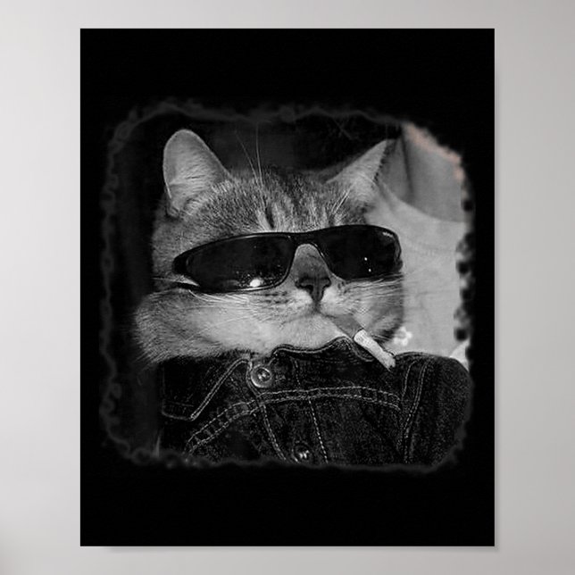 Cigarette Kitten Gang Cat Smoking Cigarette Funny  Poster (Front)