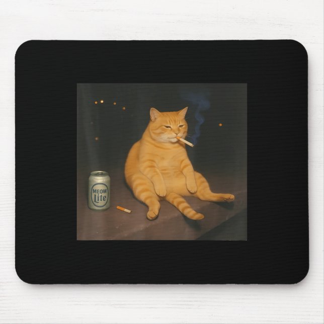 Cigarette Kitten Gen Z Joke Smoking Cat Meme Stud  Mouse Pad (Front)