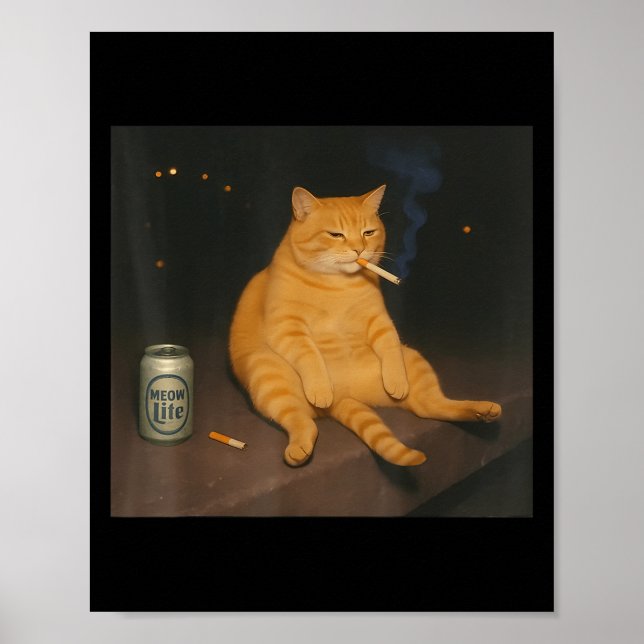 Cigarette Kitten Gen Z Joke Smoking Cat Meme Stud  Poster (Front)