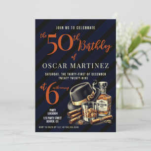 Cigars and Bourbon Birthday Party Invitation