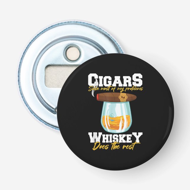 Cigars Solve Most Of My Problems Whiskey Bottle Opener (Front)