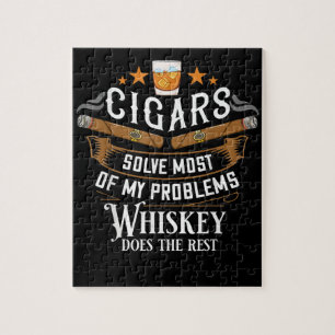 Cigars Solve Most Of My Problems Whiskey Jigsaw Puzzle