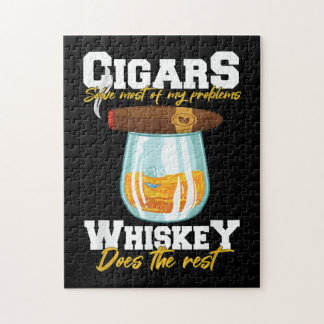 Cigars Solve Most Of My Problems Whiskey Jigsaw Puzzle