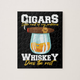 Cigars Solve Most Of My Problems Whiskey Jigsaw Puzzle