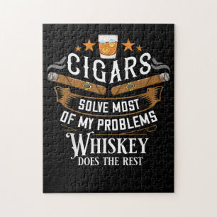 Cigars Solve Most Of My Problems Whiskey Jigsaw Puzzle