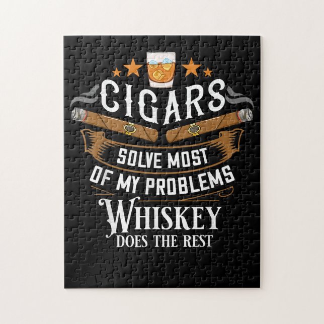 Cigars Solve Most Of My Problems Whiskey Jigsaw Puzzle (Vertical)