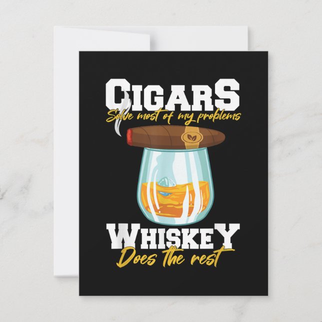 Cigars Solve Most Of My Problems Whiskey Thank You Card (Front)